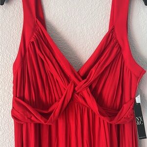 New York & Company Red V Neck with Elegant Draping